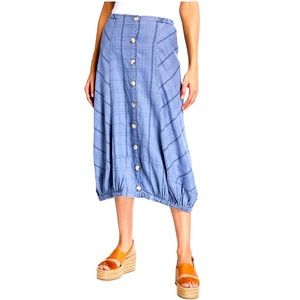 Floki Check Striped Midi Skirt In Lagoon Pigment